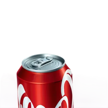 a can of soda sitting on a white surface
