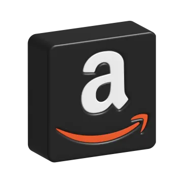 a black block with an amazon logo on it