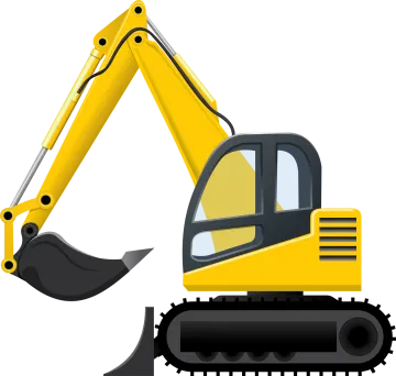 a yellow digger truck with a shovel on it