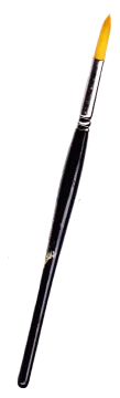 a yellow paint brush on a white background