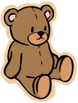 a brown teddy bear sitting on the ground