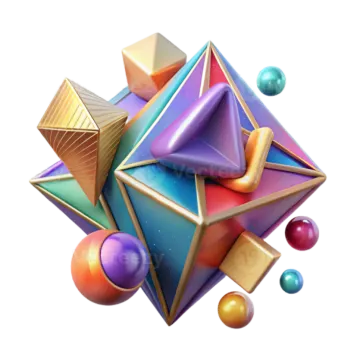 an image of a colorful cube with many spheres
