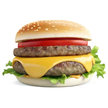 a hamburger with cheese and tomato on it