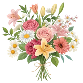 a bouquet of flowers on a white background