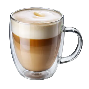 a glass cup filled with coffee