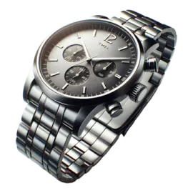 a silver watch on a white background