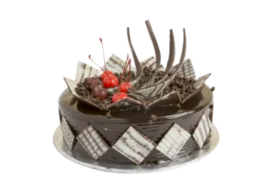 a chocolate cake with a cherry on top