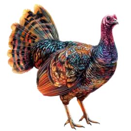 a painting of a turkey on a white background