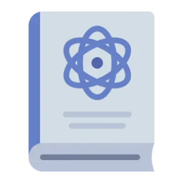 a book with an atom symbol on it