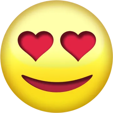 a smiley face with two hearts on it