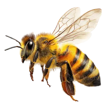 a bee on a white background