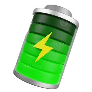 a green battery with a lightning symbol on it