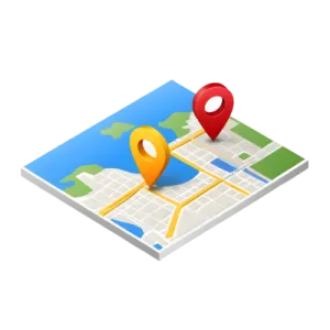 a map with a pin on it