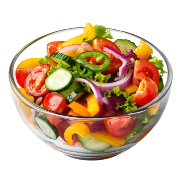 a salad in a glass bowl