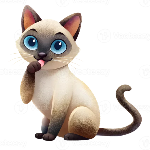 a cartoon cat with big blue eyes sitting down