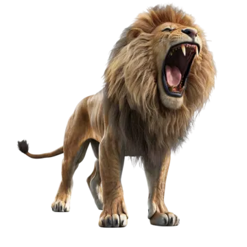 3d digital render of a roaring lion isolated on white background