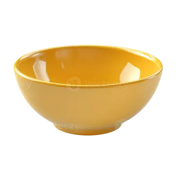 a yellow bowl on a white background