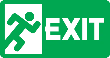 a green exit sign with the word exit