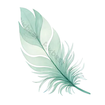 a watercolor painting of a green feather