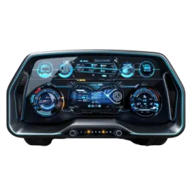 an image of a car dashboard with blue lights