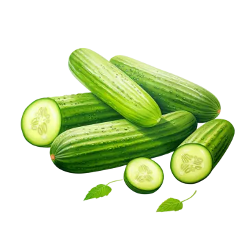 a pile of fresh cucums with leaves
