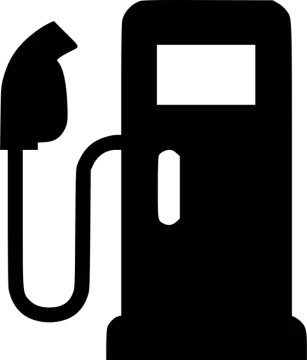 a black and white gas pump icon