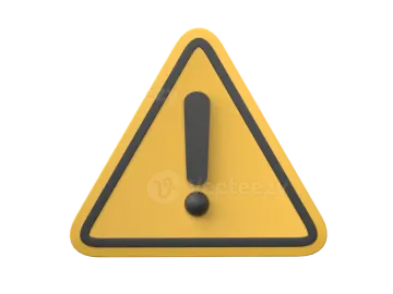 a yellow and black warning sign on a white background