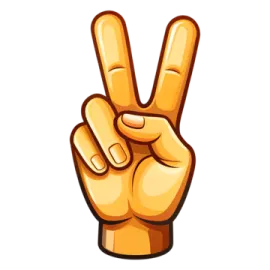 a yellow peace sign with two fingers