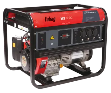 a red and black generator on a white background