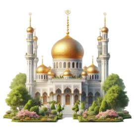 an image of a mosque with gold domes