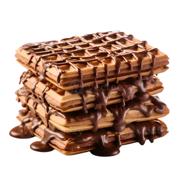 a stack of chocolate covered was on a white background