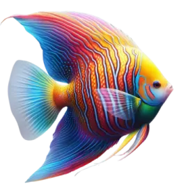 a colorful fish on a white background