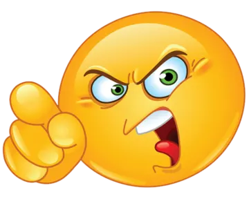 a yellow smiley face with an angry expression