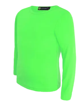 a bright green sweater with a round neckline