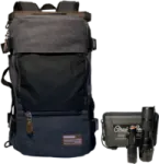 an image of a camera and backpack
