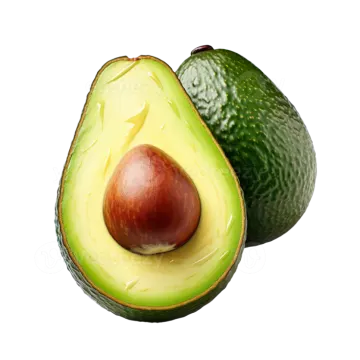 an avocal cut in half on a white background