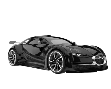 a black sports car on a white background