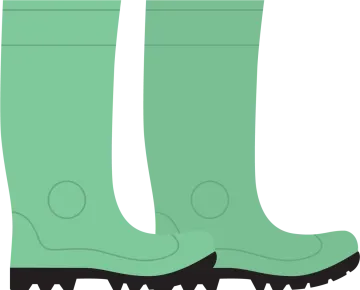 a pair of green rain boots
