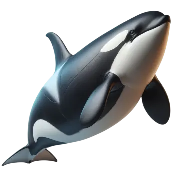 an orca in the air on a white background