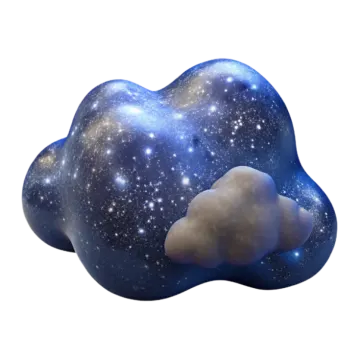 a blue cloud with stars in the sky