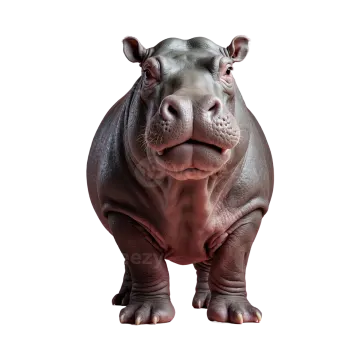 a hippo is standing and looking at the camera
