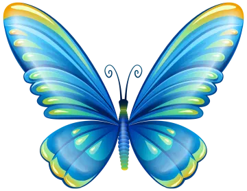 a blue butterfly on a white background