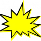 a yellow star with black and white background
