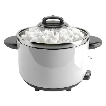 a white rice cooker filled with rice