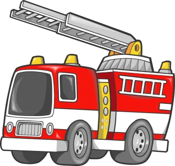 a cartoon fire truck with a ladder