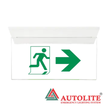 a white sign with an arrow pointing to the right