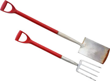 a pair of garden tools on a white background