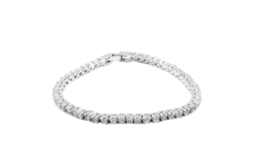a diamond tennis bracelet in white gold