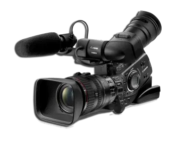 a camera with a microphone attached to it