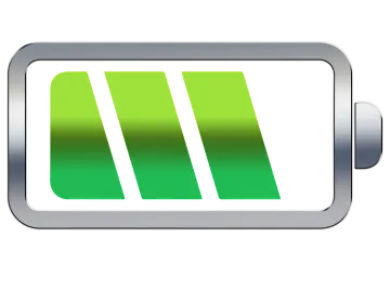 an icon of a battery with green stripes